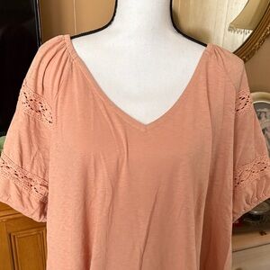 Peach Lace Sleeve Women's Top